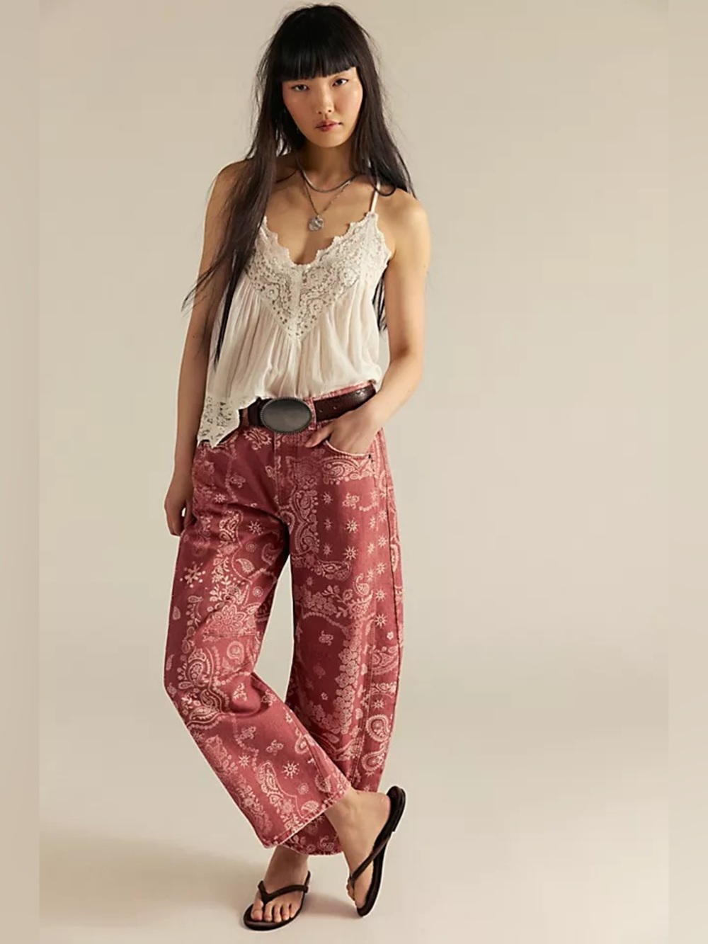 Free People We The Free Bandana Barrel Jeans